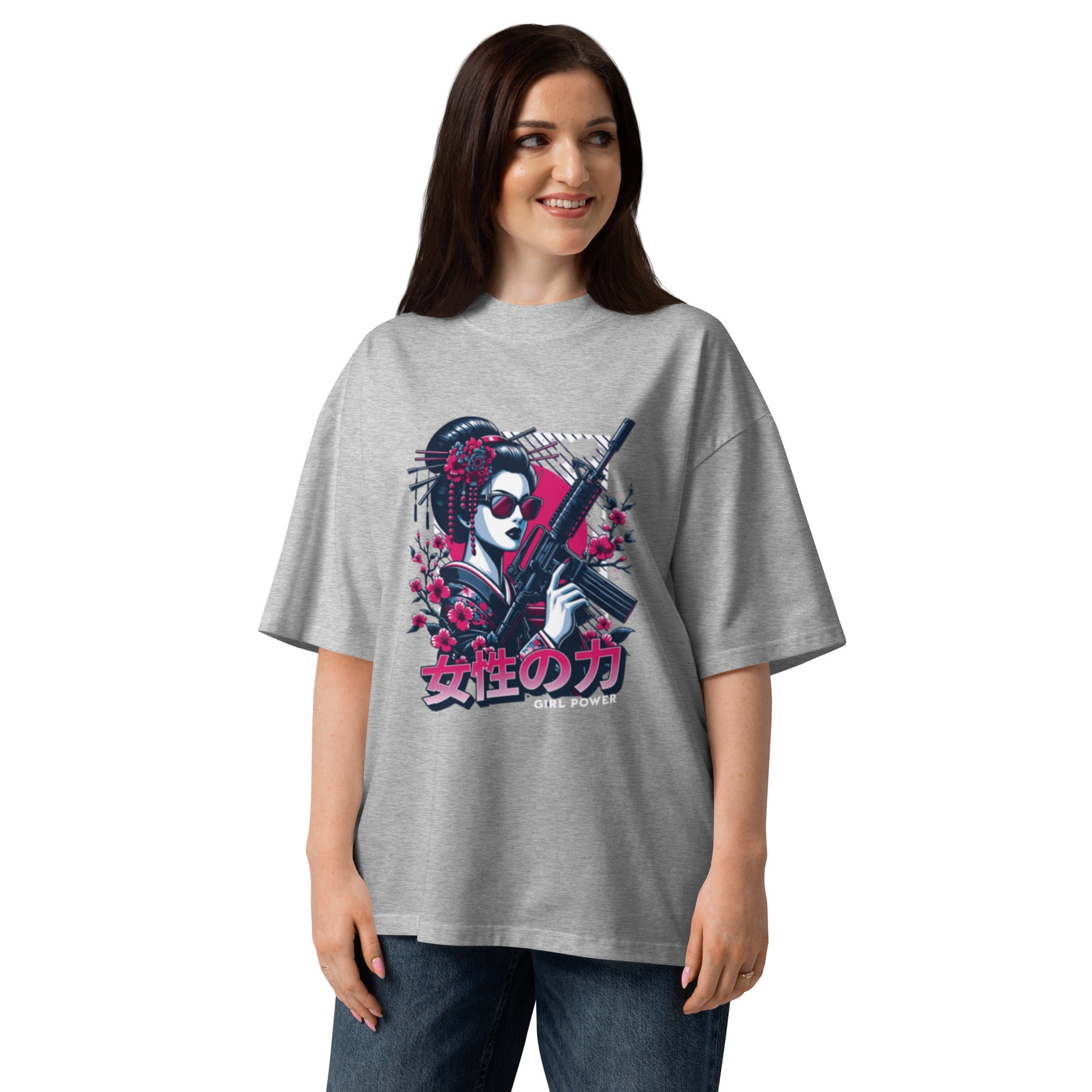 Sakura Warrior Girl Oversized T-Shirt - Kruv Kult