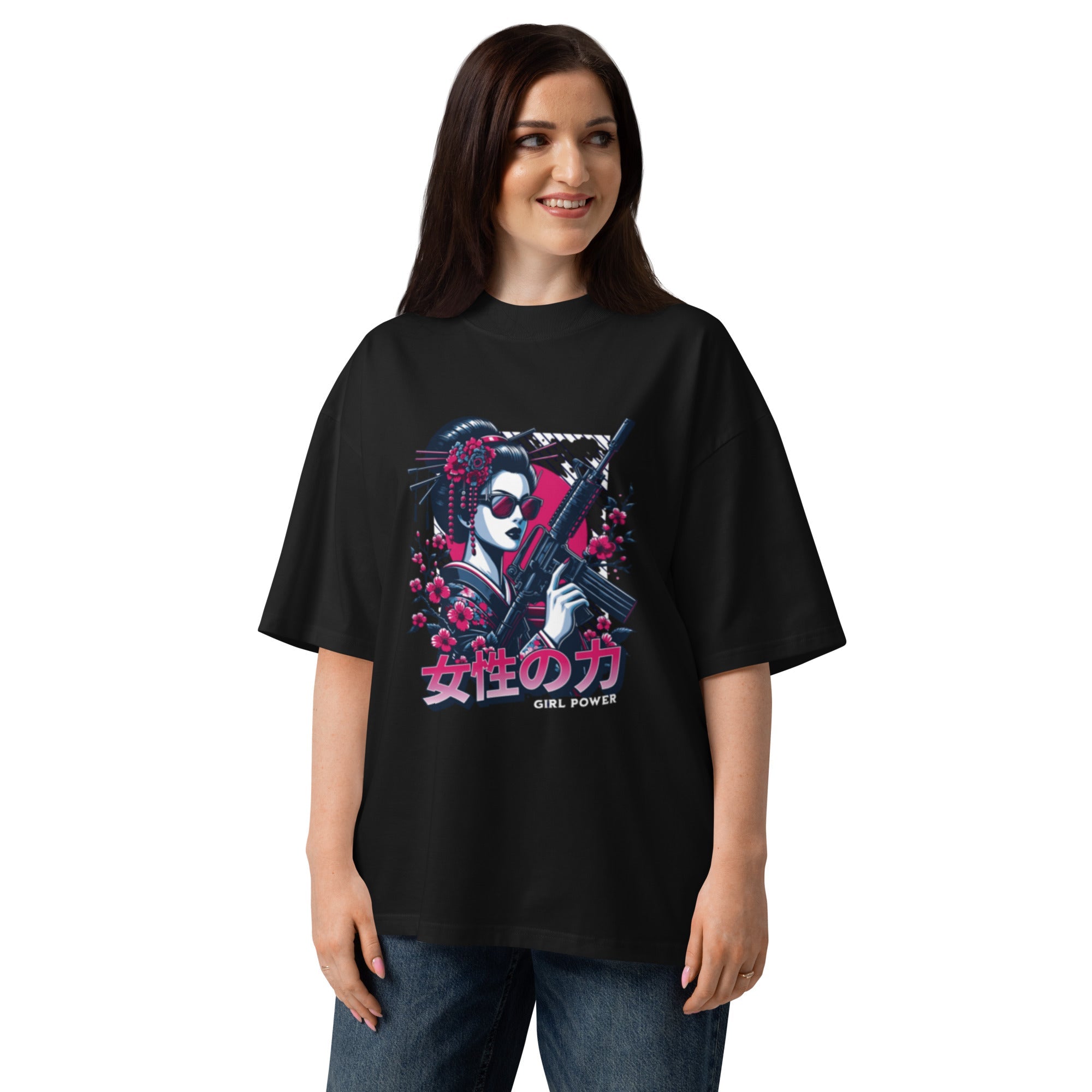 Sakura Warrior Girl Oversized T-Shirt - Kruv Kult