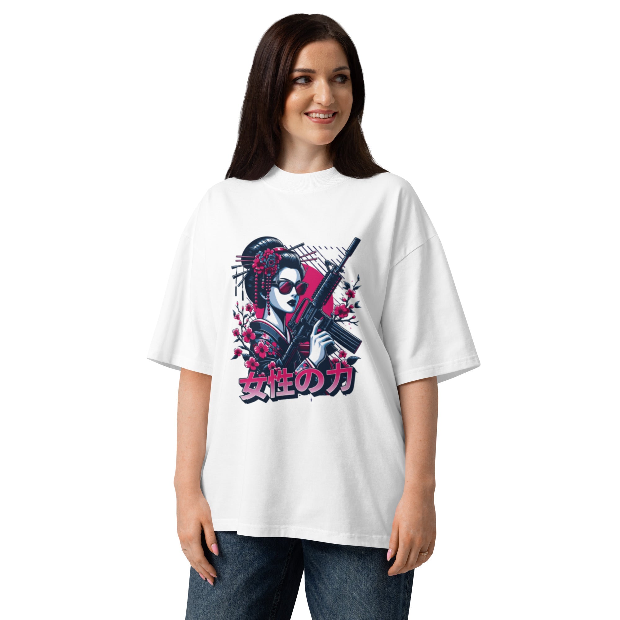 Sakura Warrior Girl Oversized T-Shirt - Kruv Kult
