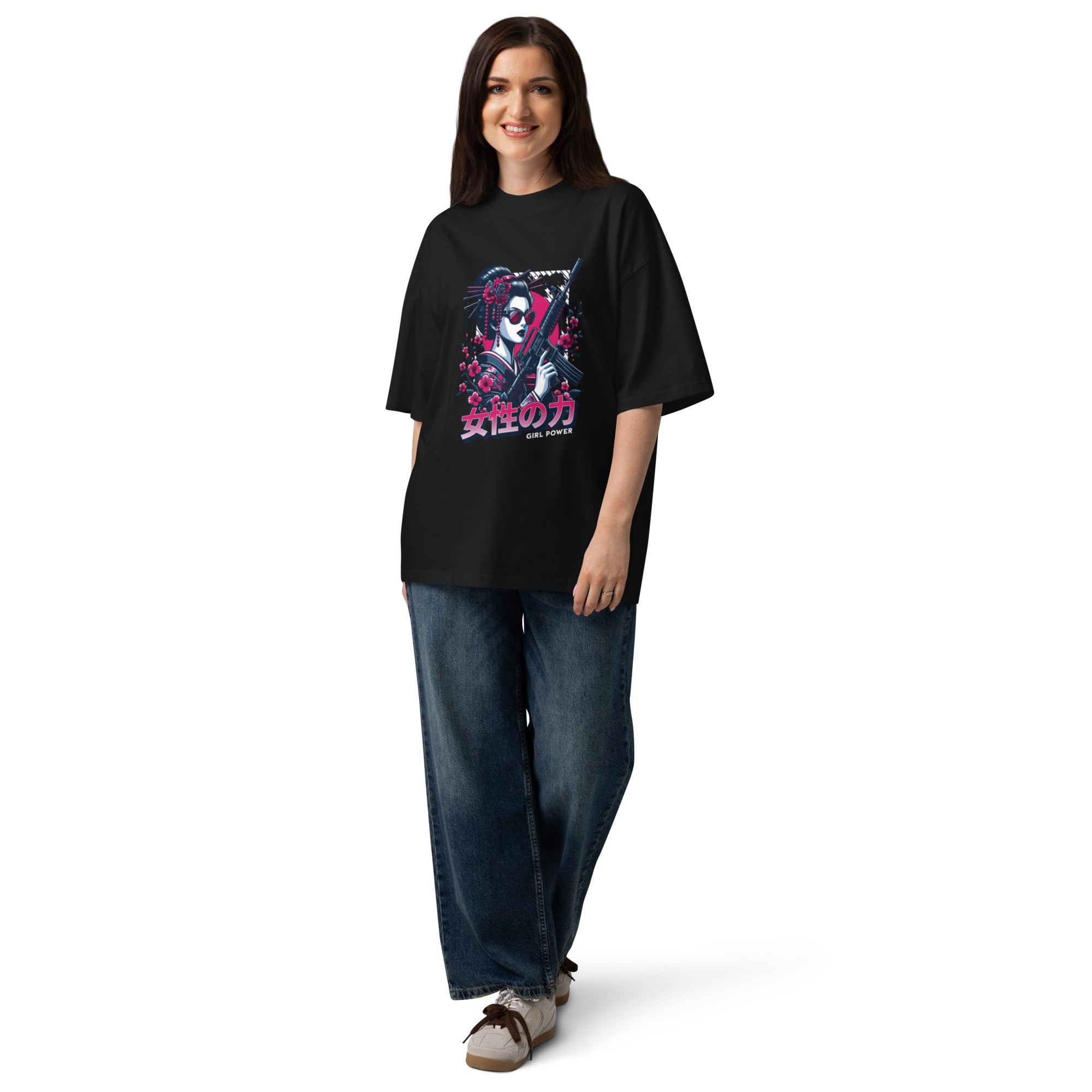 Sakura Warrior Girl Oversized T-Shirt - Kruv Kult